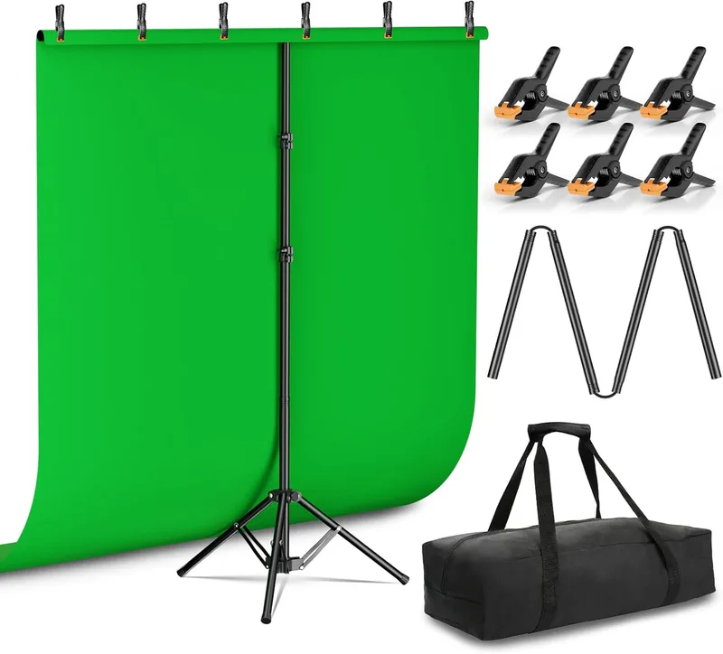EMART 5x6.5ft Green Screen Backdrop Kit with T-Shape Stand